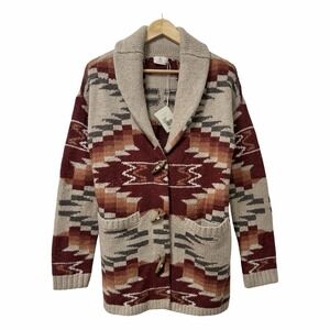 Faherty x Thunder Voice Womens Lehi Wool Aztec Cardigan Size S Southwestern NEW‎